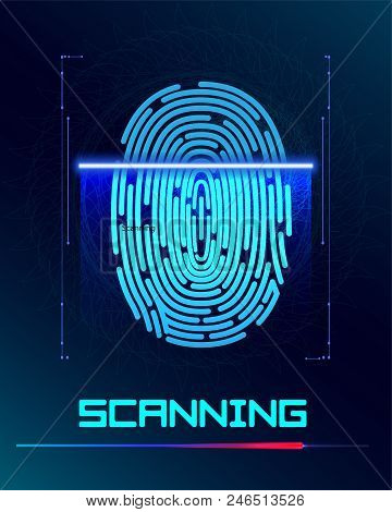 Inger-print Scanning Identification System. Biometric Authorization And Business Security Concept.