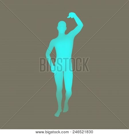 Standing Man. 3d Human Body Model. Design Element. Man Stands On His Feet. Vector Illustration.