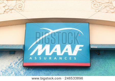 Villefranche, France - June 11, 2017: Maaf Logo On A Wall. Maaf Assurances Is A French Mutual Insura