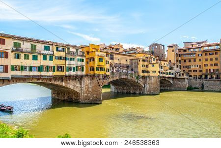Ponte Vecchio Over Arno River In Florence, Italy.