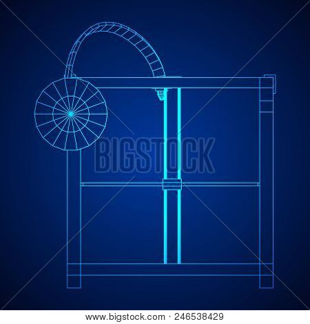 3d Printer Wireframe Low Poly Mesh Vector Illustration