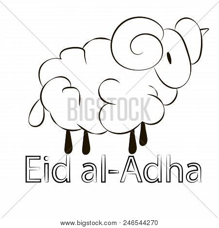 Muslim Holiday Eid Al-adha, Kurban Bairam, Image Of A Lamb On An Isolated Background, Vector Illustr