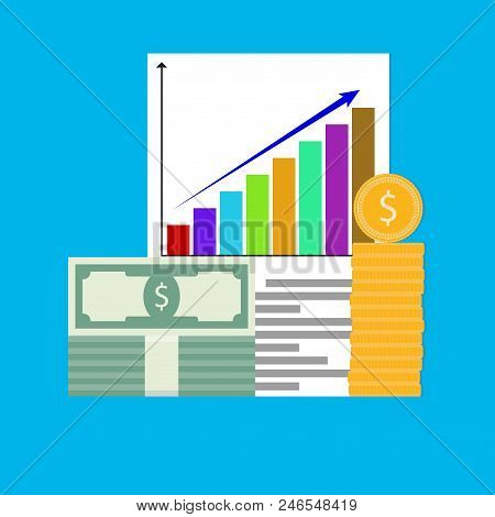 Income Increase Chart Arrow. Finance Management And Financial Growth Stock, Vector Illustration