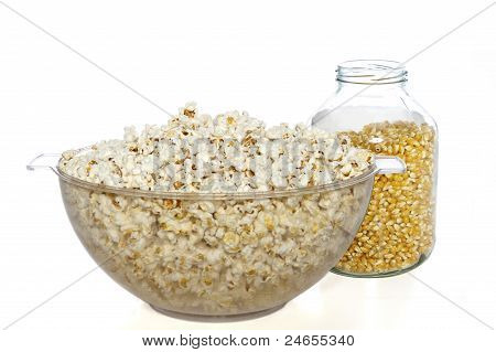 Kulho Popcorn ja purkki Popcorn siemenet