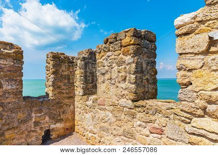 Scenic Summer View Of The Old Stone Ruins Of The Akkerman Fortress In Belgorod-dnestrovskiy, Ukraine