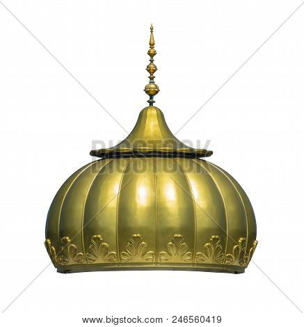 Isolated Golden Dome Of A Sikh Gurdwara Temple