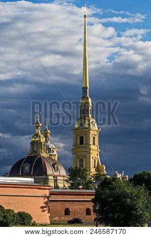 View Of Peter And Paul Cathedral From The Petrograd Side. Architectural Monuments Of The Russian Emp