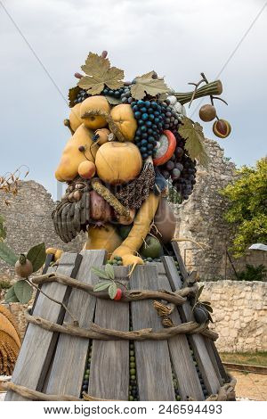 Les Baux, France - June 26, 2017: The Artwork, Titled Autumn Is Four Seasons Three-dimensional Inter