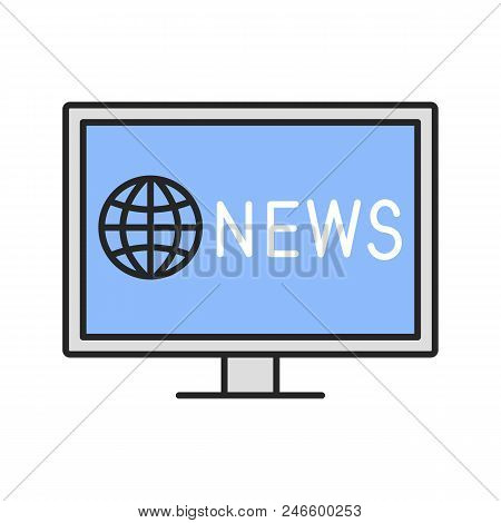 Tv News Color Icon. Newscast. Isolated Vector Illustration