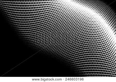 Wavy Dotted Lines. Halftone Background. Futuristic Panel. The Backdrop To Create A Modern Background