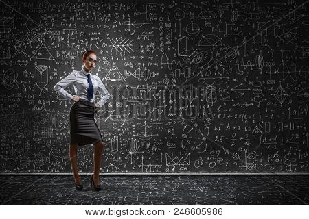 Red hair woman teacher . Mixed media