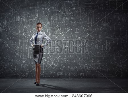 Red hair woman teacher . Mixed media