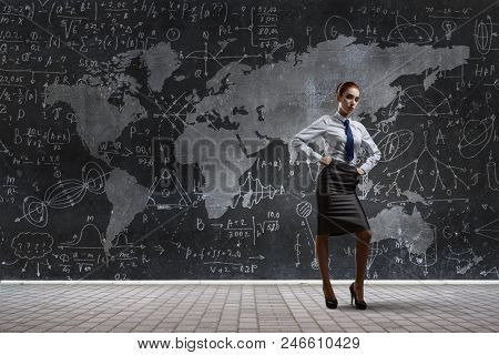 Red hair woman teacher . Mixed media