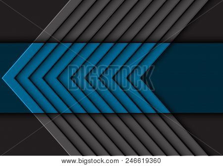 Abstract Blue Gray Arrow Pattern On Dark Design Modern Futurisitc Background Vector Illustration.