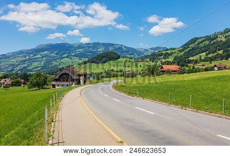 A Summertime View In The Swiss Canton Of Schwyz. The Picture Was Taken At The End Of June In The Reg