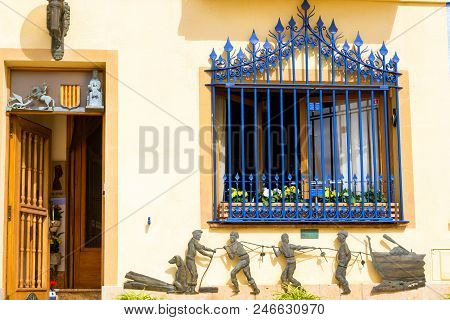 Blanes, Spain - 30 May, 2018: Architecture Of Spanish Beach Resort Blanes In Summertime. Costa Brava