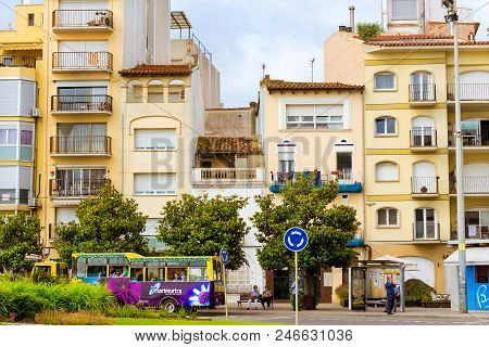 Blanes, Spain - 30 May, 2018: Architecture Of Spanish Beach Resort Blanes In Summertime. Costa Brava