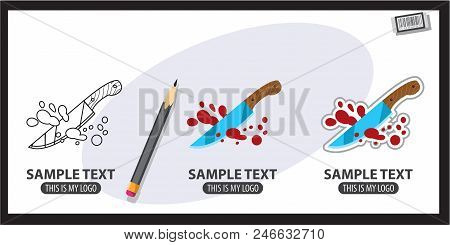 Bloody Knife, Logo. Vector Illustration On Gray Background