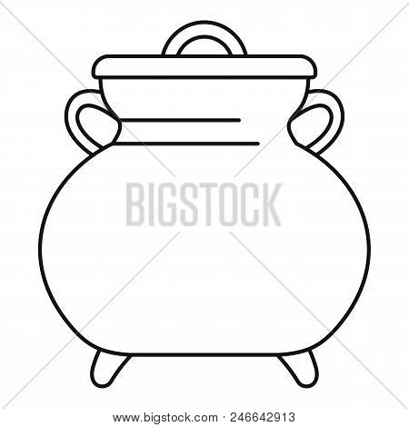 Cauldron Kettle Icon. Outline Cauldron Kettle Vector Icon For Web Design Isolated On White Backgroun