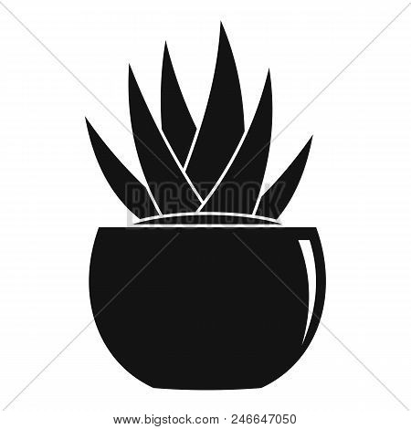 Round Pot Aloe Icon. Simple Illustration Of Round Pot Aloe Vector Icon For Web Design Isolated On Wh