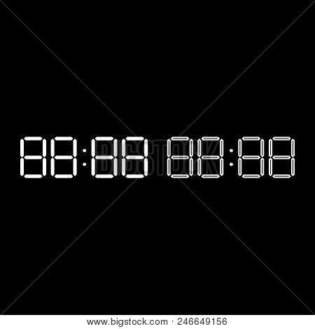 Digital Clock Face Icon Set White Color Vector Illustration Flat Style Simple Image