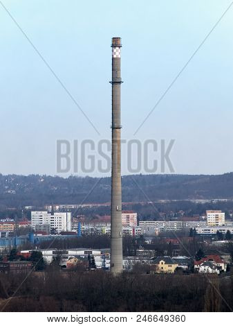 The High Smokeless Chimney In Coswig, Saxony