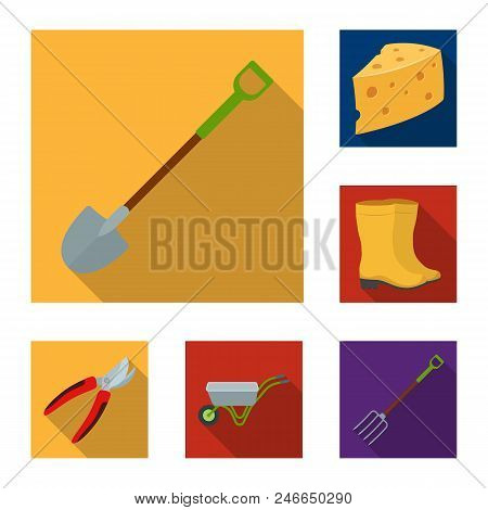 Farm And Gardening Flat Icons In Set Collection For Design. Farm And Equipment Vector Symbol Stock  