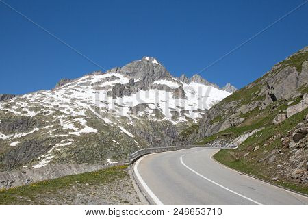 Swiss alps near Furka pass and Rhone glacier