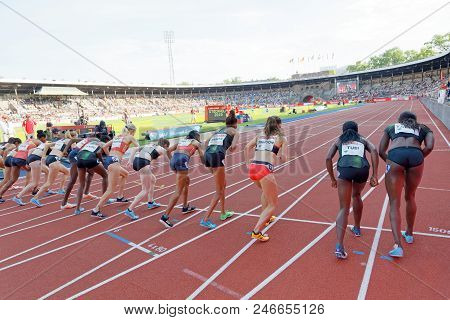 Stockholm, Sweden - Jun 10, 2018: Start Of The 1500m Women Competition In Iaaf Diamond League Bauhau