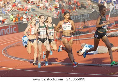 Stockholm, Sweden - Jun 10, 2018: Running Athletes In The 1500m Women Competition In Iaaf Diamond Le