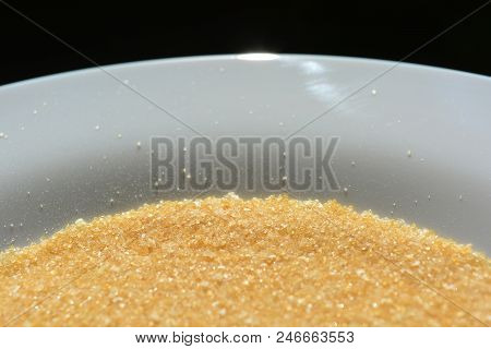 On A White Glass Plate In The Light Of The Sun, Poured Natural Pear Gelatin For The Preparation Of F