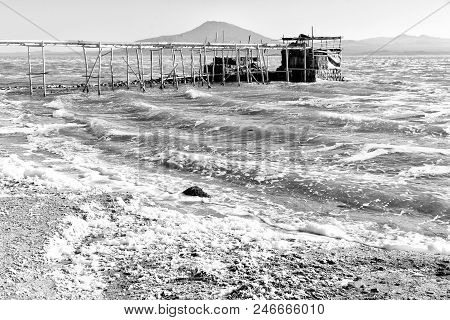 In  Danakil Ethiopia Africa Trebuchet For Fishing