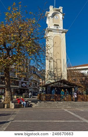 Xanthi, Greece - September 23, 2017: Clock Tower In Old Town Of Xanthi, East Macedonia And Thrace, G