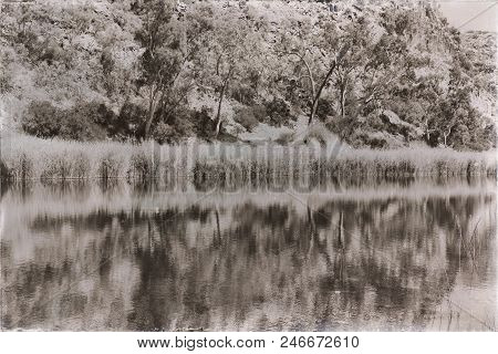 And The River Near The Mountain In The Nature