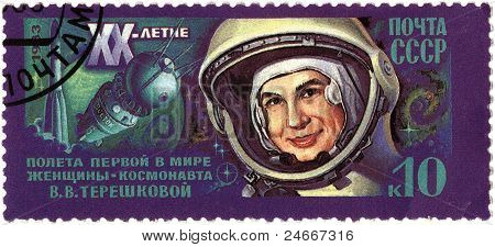 USSR - Circa 1983: Stempel trykt i Ussr viser Valentina Teresjkova første kvinde i rummet, ca.