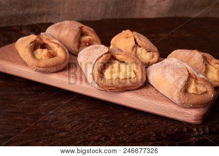 Cookies With Cottage Cheese - Sochnik On Wooden Desk. Classic Colors.