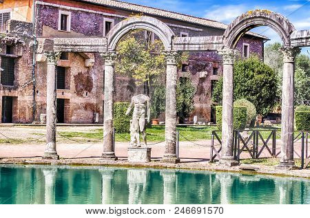 The Canopus, Ancient Pool In Villa Adriana, Tivoli, Italy