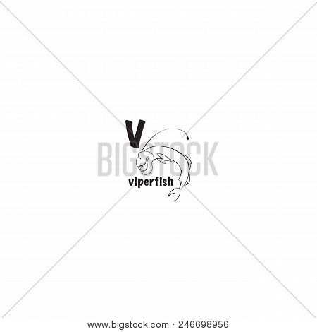 Viperfish Coloring Page Isolated On White Background