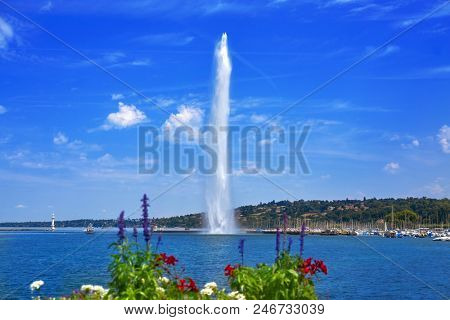 Geneva Geneve lake water Jet D'eau Switzerland Swiss Leman