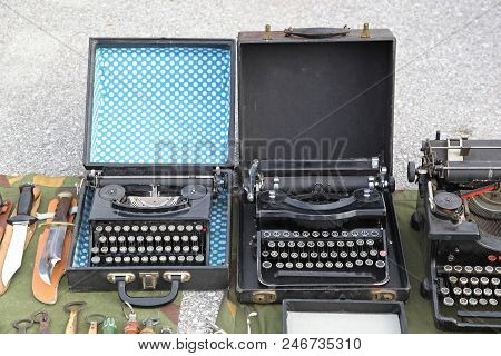 Vintage Portable Typewriters For Sale At Flea Market