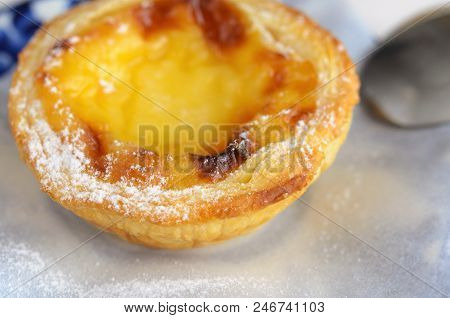 Pasteis De Belem Is A Typical Portuguese Egg Tart Pastries Are Baked  Since 1837. Even Today, Pastel