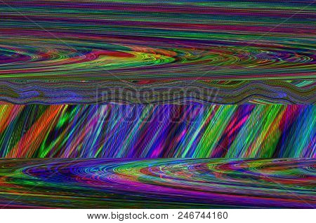 Glitch Rainbow Background. Wallpaper Illustration Of Screen Error. Digital Pixel Noise Abstract Desi