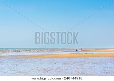 Liverpool, Great Britain - 10 June, 2018: Sandy Formby Beach  Near Liverpool On A Sunny Day With Lot