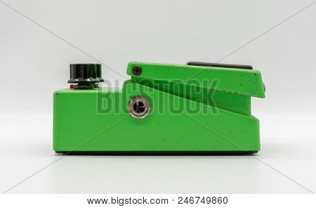 Green Vintage Guitar Pedal Isolated On White