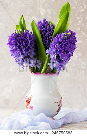 Bouquet Of Hyacinths On A Light Background