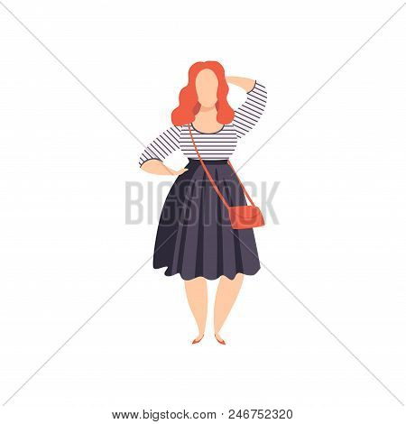 Beautiful Red Haired Curvy, Overweigh Girl In Fashionable Clothes, Plus Size Fashion Woman, Body Pos