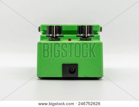 Green Vintage Guitar Pedal Isolated On White
