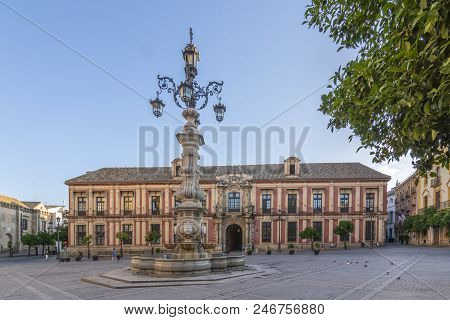 Sevilla, Andalucia, Spain, July 2017 :  Building Of Archdiocese At The Place Virgen De Los Reyes In 