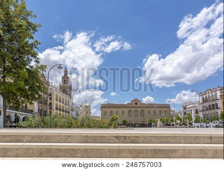 Ecija, Sevilla, Spain, July 2017 : View At The Place Of Espana In Ecija. Ecija Is A Town Belonging T