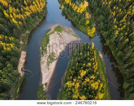 Ligo Bonfire. Latvia, Gauja River Beach.  Midsummer.  .